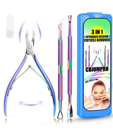 3-in-1 Cuticle Trimmer Set with Pusher, Scraper & Nippers - Rainbow | Fingernails & Toenails Cuticle Clippers Kit in Organized Case - Buy Online on GoSupps.com