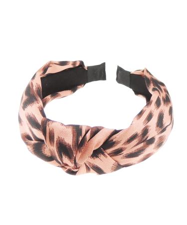 Womens Girls Knotted Top Knot Twisted Velvet Turban Chiffon Fabric Winter Wedding Formal Dance Christmas Party Birthday Headband Hair Alice Band Animal Cheetah Cat Leopard Print (Pink Leopard)