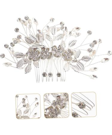 Housoutil Bridal Hair Comb Hair Comb Flower Decor Pearl Headpiece Leaf Decor Rhinestone Trim Rhinestone Decor Hairbrushes for Woman Bridal Comb Tiara Bride Headdress Fine Alloy Pin - Buy Online on GoSupps.com