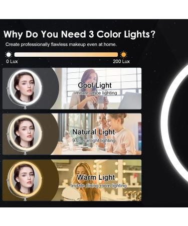 Rechargeable Lighted Makeup Mirror with 8x Magnification - 360 Rotation, Touch Screen, 3 Colors, Adjustable Brightness - Double Sided Vanity Mirror for Cosmetic Applications - Buy Online on GoSupps.com