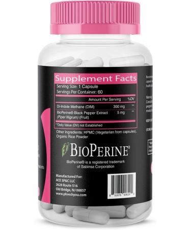 pHresh DIM Supplement - Women & Men Estrogen Balance 300mg - Gluten-Free Diindolylmethane with Bioperine - Non-GMO Hormonal Acne Support - Made in the USA - Buy Online on GoSupps.com