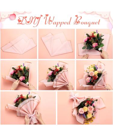 40 Pcs Pink Flower Wrapping Paper with Gold Edge - Waterproof Floral Bouquet Supplies 22.8 x 22.8 In - Gift Packaging for Florists - Pack of 40 - Buy Online on GoSupps.com