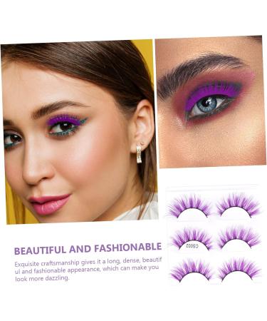 POPETPOP 3 Pairs Black Prom Suit Multicolor False Eyelashes 3d Lashes Masquerade Fake Lashes Eyelashes Black Wispy Fluffy False Dense Eyelashes Thick Eye Lashes Suite Miss Nude Makeup - Buy Online on GoSupps.com