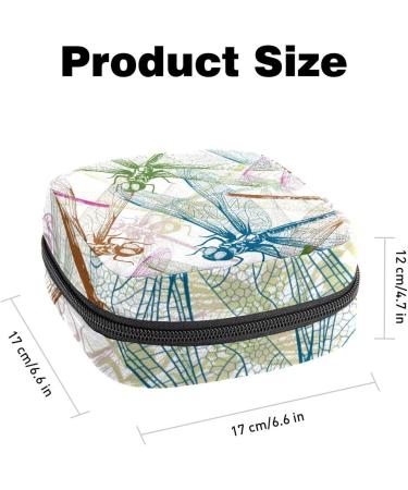 Stylish Menstruation Pad Bag with Zipper Lightweight Women's Napkin & Tampon Storage Cute Dragonflies & Animal Patterns - Buy Online on GoSupps.com