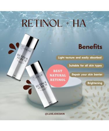 LuxeJoie Retinol Serum 1.7 oz | Anti-Aging Face Serum with Hyaluronic Acid & Vitamin E | Unscented Hydrating Resurfacing Serum for Sensitive Skin - Buy Online on GoSupps.com