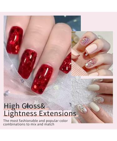 Cycullinyt Glitter Poly Nail Extension Gel Kit 12Pcs Holographic Pink Blue Nail Glitter Builder Poly Nail Gel Professional Poly Gel Extension Nail Kit for Women Laser #1 - Buy Online on GoSupps.com