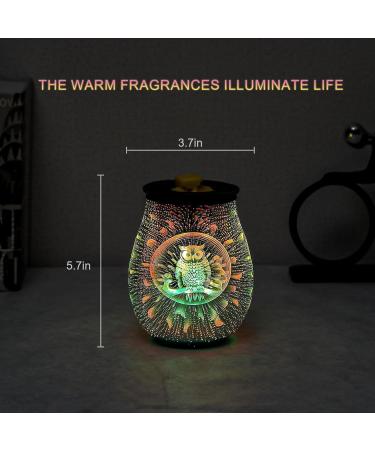 3D Glass Fireworks Electric Wax Melt Warmer LED Owl Design PTC Heating 7 Colors International Shipping Available - Buy Online on GoSupps.com