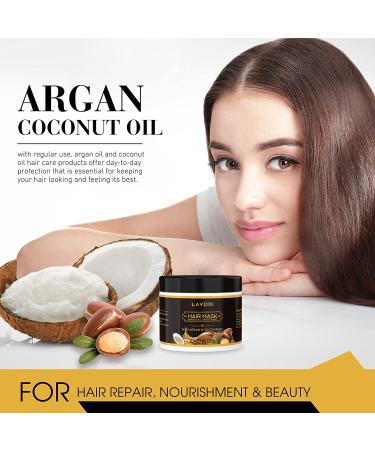 Argan & Coconut Oil Hair Mask with Collagen - Professional Hydrating Treatment for Dry & Damaged Hair - 8.5 oz - Buy Online on GoSupps.com