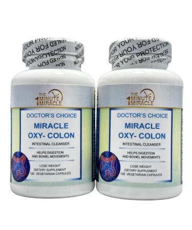 Miracle Oxy-Colon Cleanse Vegan Colon Cleanser - 2 Bottles - 120 Vegatarian Capsules Per Bottle