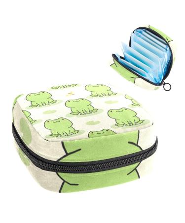 Cute Cartoon Frog Sanitary Napkin Storage Bag Feminine Menstrual Cup Pouches Nursing Pad Holder Tampon Bags Portable Period Bag for Women Teen Girls 1Pcs Multi-colored 2