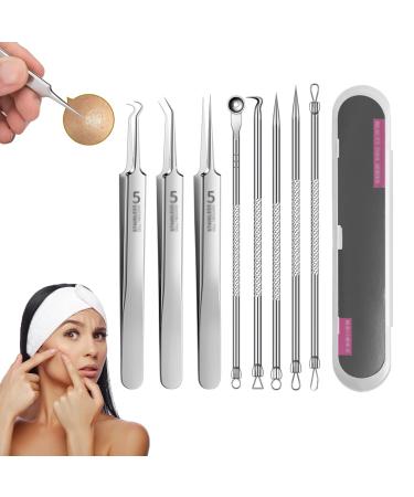 Usiveinborn Blackhead Remover Usiveinborn Tweezers Professional Stainless Steel Facial Blackhead Remover Tweezers Blackhead Tweezers Professional (8pcs)