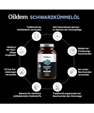 Oildem Organic Black Cumin Oil Capsules Vegan Unfiltered No Heat - Buy Online on GoSupps.com