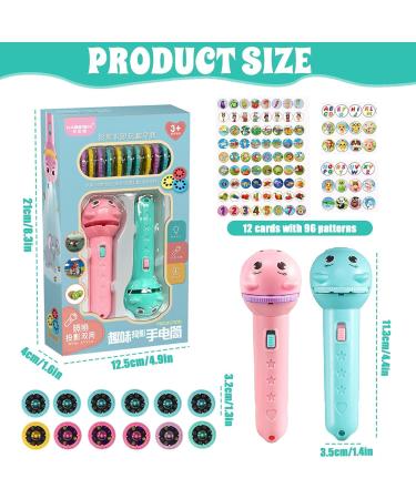 Buy 2-Piece Flashlight Projector for Kids - Lamp & Slide Projector with 96 Animal Patterns (Blue & Pink) - Buy Online on GoSupps.com