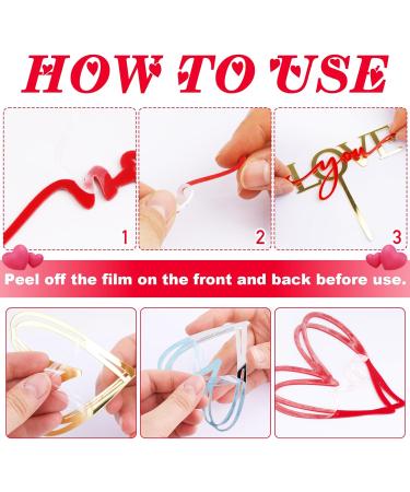 9PCS Heart Cake Topper Acrylic Love You Gold Mirror Cupcake Decoration DIY Cake Supplies for Wedding Birthday Valentine s Day Engagement Party - Buy Online on GoSupps.com