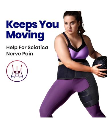 Hip Brace Thigh Compression Sleeve - Large Right | Support for Hip Pain Relief & Sciatica | Groin Compression Wrap for Hip Replacement - Buy Online on GoSupps.com