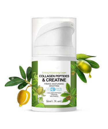 Collagen Peptide Complex Moisture Cream with Retinol Creatine and Plant Squalane - Skin Tightening Firming - Anti Aging Face Wrinkle Cream Day & Night Moisturizing Facial Cream -1.7oz