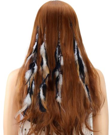 MWOOT 4Pcs Boho Feather Hair Clips with Comb - Handmade Indian Tassels Beads Hair Extensions for Women - Festival Hippie Hair Accessories - Buy Online on GoSupps.com