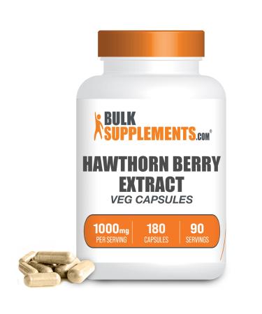 BULKSUPPLEMENTS.COM Hawthorn Berry Extract Capsules - Hawthorn Berry Supplement Sourced from Hawthorn Berries - 2 Hawthorn Berry Capsules per Serving Vegan & Gluten Free (180 Veg Capsules)