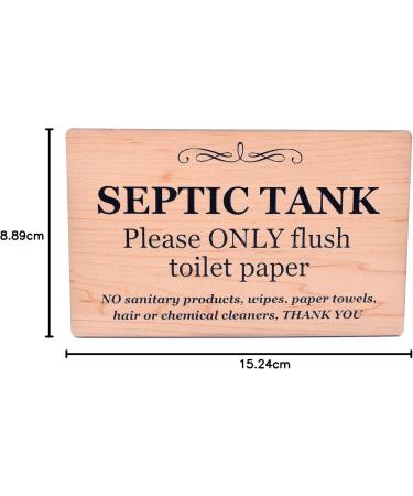 Septic Tank Pine Effect Sign Plaque Notice for Toilet Bathroom W.C only Flush Toilet Paper - Buy Online on GoSupps.com