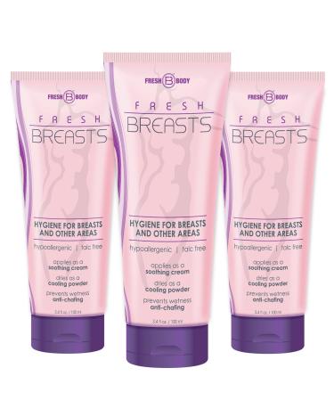 Fresh Body FB Fresh Breasts Anti-Chafing Soothing Lotion for Women 3.4 Ounce (3 Pack)