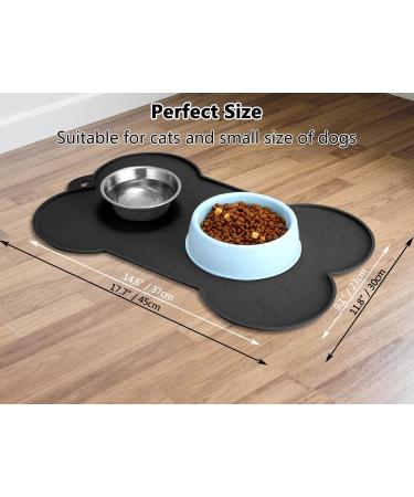 Dog Bowl Mat - Silicone Pet Mat for Food and Water - Waterproof Feeding Tray with Lip - Dark Grey - 17.7 x 11.8 - Buy Online on GoSupps.com