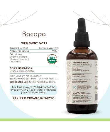 HerbEra Bacopa B120 USDA Organic Tincture | Alcohol-Free Extract High-Potency Herbal Drops Relaxation Positive Cognitive Effect | Certified Organic Bacopa (Bacopa Monnieri) Dried Herb (4 fl oz) 4 Fl Oz (Pack of 1) - Buy Online on GoSupps.com