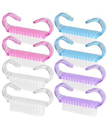 8 Pcs Nail Cleaning Brush with Handle Grip Fingernail Scrub Cleaning Brushes Manicure Dust Brush Pedicure Scrubbing Tool for Toes and Nails Home Garden Use