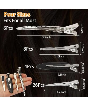 44Pcs Metal Alligator Hair Clips - Styling Sectioning Silver Hair Pins for Women - No Bend Duck Billed Clips - Curl Loc Clips for Thick Hair - Salon Accessories - Buy Online on GoSupps.com