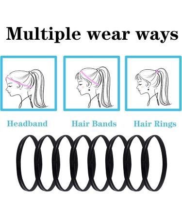 Buy 8pcs Black Sports Headbands - Anti-Slip Elastic Hair Bands for Men & Women | Perfect for Yoga Football Running & Fitness - Buy Online on GoSupps.com