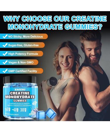 Creatine Monohydrate Gummies 5000mg - Sugar Free Vegan 120 Chewable Gummies for Muscle Support & Energy Boost - Blueberry Flavor - Buy Online on GoSupps.com