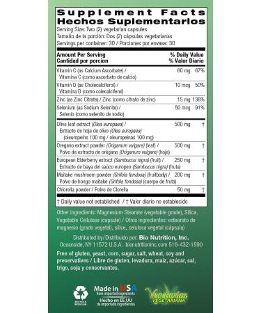 Bio Nutrition Immune Wellness, Olive Leaf & Oregano, 60 Vegetarian Capsules - Buy Online on GoSupps.com