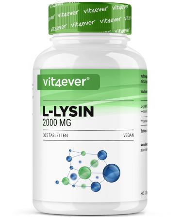 L -lysine 2000-365 tablets - 1000 mg per a tablet - made of vegetable fermentation - laboratory test - without unwanted additives - high -dose - for vegan immune system 435 g (1 Pack)
