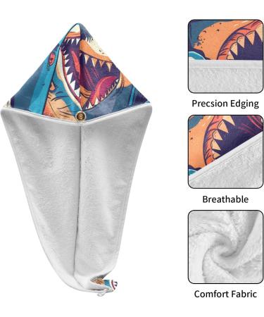Angry Sharks Hair Towel 2 Pack | Super Absorbent Quick Dry Hair Turbans for Women & Girls - Buy Online on GoSupps.com