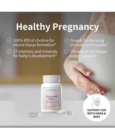 Nourished Mama Prenatal Multi Vitamin - Vegan Multivitamin for Preconception Pregnancy Postpartum and Breastfeeding Support - Iron-Free with Methylated Folate & High Dose Choline - 270 Capsules 90 Count (Pack of 3) - Buy Online on GoSupps.com