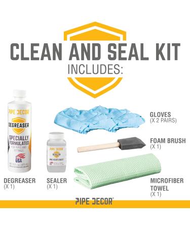 PIPE D COR Degreaser Kit - Clean & Protect Your Projects | 16 oz Degreaser 4 oz Sealer Rag & Brush Included - Buy Online on GoSupps.com