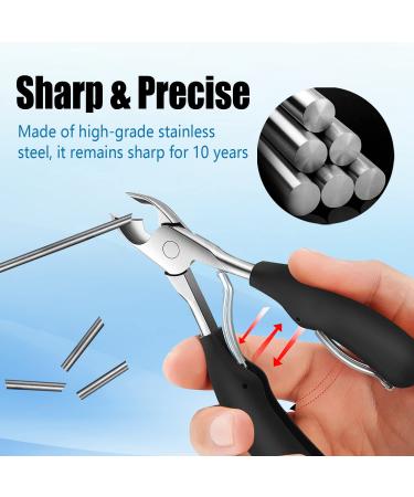 Professional Toenail Clippers for Thick Nails - Elderly & Men | Wide Toe Nail Clippers for Ingrown Toenails - Long Handle, Heavy Duty & Super Sharp Curved Blade - Buy Online on GoSupps.com