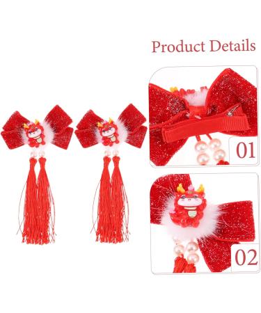 ibasenice 1 Pair pair clip Japanese-style Hanfu red hair womens hair clips chinese hair accessories vintage long tassel hair clip Chopsticks Asia fabric long tassels China hairpin - Buy Online on GoSupps.com