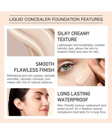LSxia 2Pcs Liquid Concealer Foundation Set - Waterproof & Moisturizing Ivory Makeup for Full Coverage & All Skin Types - Buy Online on GoSupps.com