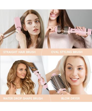 Nicebay Hair Dryer Brush - 4-in-1 Hot Tools Blow Dryer for Drying Straightening Curling & Volumizing - Oval Hot Air Brush with 3 Attachments & Multi-Temperature Settings - Pink & Gold - Buy Online on GoSupps.com