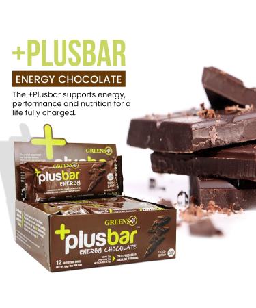 Greens Plus Plusbar Energy Chocolate - 12 Pack, 2 oz Bars | Healthy Snack - Buy Online on GoSupps.com