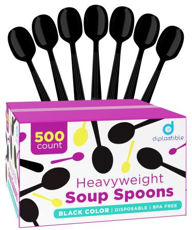 Plastic Spoons Heavy Duty - Plastic Soup Spoons - Disposable Spoons Plastic Utensils - Plastic Cutlery for Parties and Events Pack of 500 (Soup Spoons)