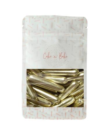 Macaroni Rods Edible Sprinkles (35g) (Metallic Gold)