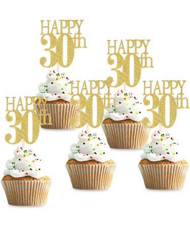 Unimall 24 Pieces Gold Glitter Number 30 Birthday Cupcake Toppers Happy 30th Cupcake Picks Mini Cake Decorations for Youth 30 Years Old Birthday Anniversary Party Supplies - Buy Online on GoSupps.com