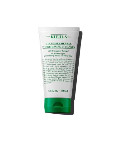Kiehl's Cucumber Herbal Conditioning Cleanser Gentle Face Wash for Dry & Sensitive Skin Leaves Skin Feeling Fresh with Cucumber Extract & Glycerin Non-drying Formula All Skin Types - 5 fl oz