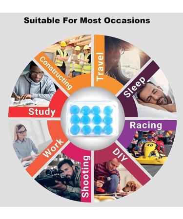 Reusable Silicone Earplugs for Sleep Snoring Swimming & Travel - 12 Couples - Perfect for Concerts Work & Studying - Buy Online on GoSupps.com