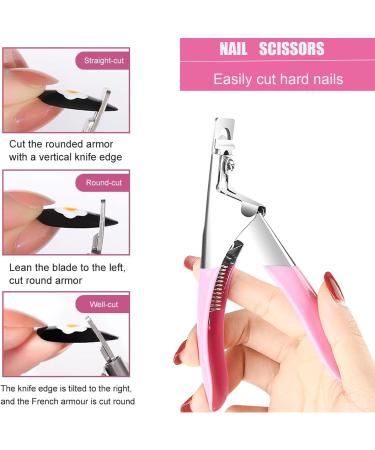 DHWEKU Stainless Steel False Nail Clippers Professional Nail Cutter Clippers Capsules Nail Clippers for False Nails and Gel Nails with 5 Diamond Shaped Sponge Rubbing Strips (Pink) - Buy Online on GoSupps.com