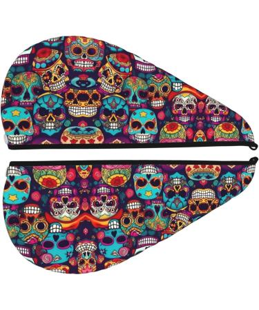 Buy Sugar Skulls Coral Velvet Dry Hair Cap - Ideal for Curly Long Hair | Anti Frizz & Easy Drying - Buy Online on GoSupps.com