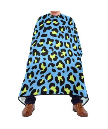 Waterproof Barber Cape -Blue Yellow Leopard Print Seamless Pattern Cheetah Haircut Bib for Men Unisex Hair Cutting Cape(8rp1a)