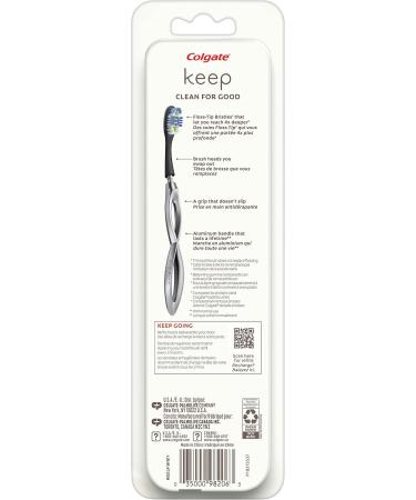 Colgate Keep Soft Manual Toothbrush for Adults - 2 Deep Clean Floss Tip Brush Heads Silver | International Shipping Available - Buy Online on GoSupps.com