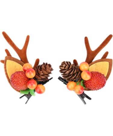 Gledola 2 Pairs Christmas Headdress Reindeer Antlers Headband Ears Hair Accessory Clips Hair Hoop for Girl Beauty (Litchi) - Buy Online on GoSupps.com